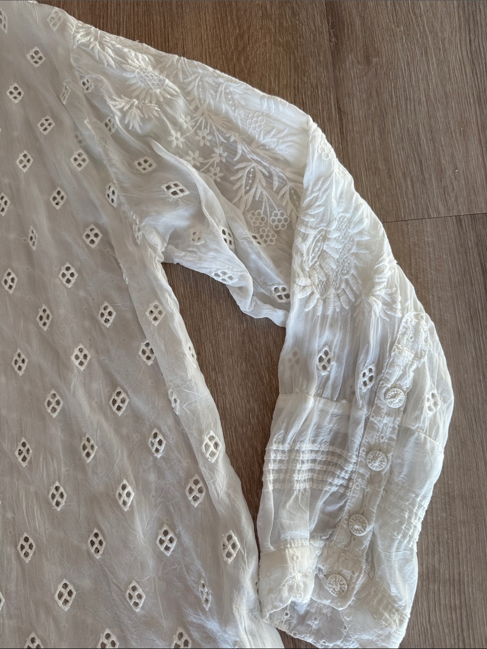 Johnny Was White Eyelet Lace Cotton Blouse Medium - Picture 5 of 6